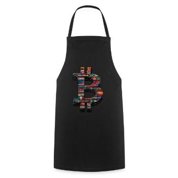 Bitcoin Design für BTC Fans - Kochschürze - Schwarz - Vorne - AI Model Male 185 dark (185cm)