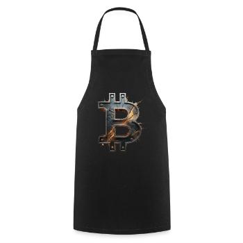 Bitcoin Design für BTC Fans - Kochschürze - Schwarz - Vorne - AI Model Male 185 dark (185cm)