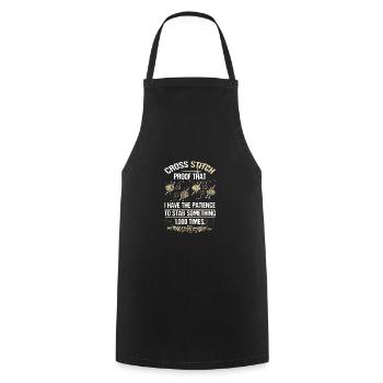 Cross Stitch Patience to Stab Something 1000 - Cooking Apron - black - Front - AI Model Male 185 dark (185cm)