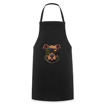 Patriotic Pitbull Dog Lover Military Appreciation - Cooking Apron - black - Front - AI Model Male 185 dark (185cm)