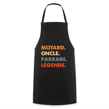 Motard oncle, Cadeau tendre pour tonton - Tablier de cuisine - noir - Devant - AI Model Male 185 dark (185cm)