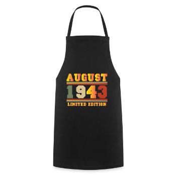 Août 1943 Cadeau d’anniversaire en édition limitée - Tablier de cuisine - noir - Devant - AI Model Male 185 dark (185cm)