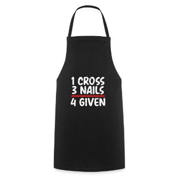 Christian Gift 1 Cross 3 Nails 4 Given Christian - Cooking Apron - black - Front - AI Model Male 185 dark (185cm)