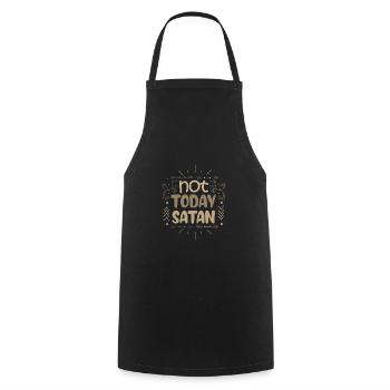 Christianity Not Today Satan Christian Gift Ideas - Cooking Apron - black - Front - AI Model Male 185 dark (185cm)