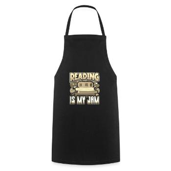 Reading is My Jam Fun Book Lover Gifts - Cooking Apron - black - Front - AI Model Male 185 dark (185cm)