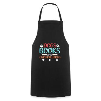 Livre Amoureux Cadeaux Chiens Livres et Ailes de Poulet Cadeau - Tablier de cuisine - noir - Devant - AI Model Male 185 dark (185cm)