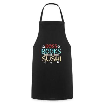 Sushi Fan Gift Dogs Livres et Sushi Dog Lover - Tablier de cuisine - noir - Devant - AI Model Male 185 dark (185cm)