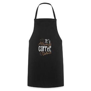 Cadeau buveur de café Toujours l’heure du café Café - Tablier de cuisine - noir - Devant - AI Model Male 185 dark (185cm)