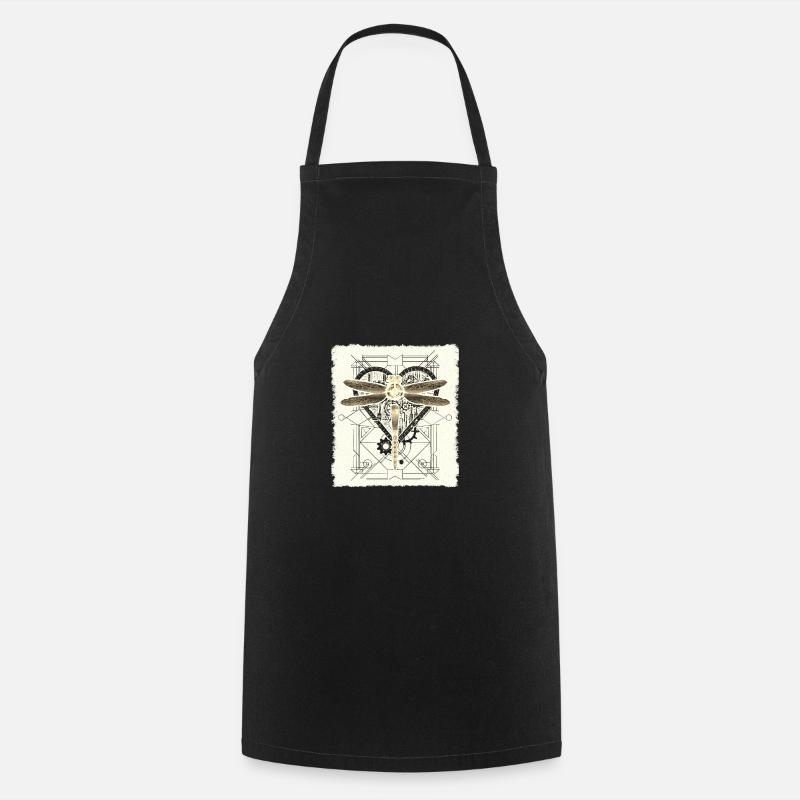 Steampunk Dragonfly Vintage Gears Goth Idée cadeau - Tablier de cuisine - noir