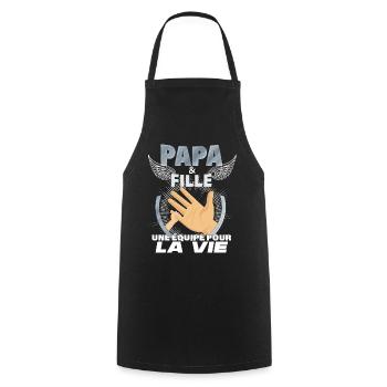 idée cadeau Papa et fille meilleure équipe - Tablier de cuisine - noir - Devant - AI Model Male 185 dark (185cm)