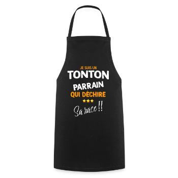 Mon Tonton parrain Qui Déchire Humour Oncle - Tablier de cuisine - noir - Devant - AI Model Male 185 dark (185cm)