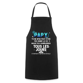 Papy Tous Les Jours Je T'Aime Cadeau Pour Papi - Tablier de cuisine - noir - Devant - AI Model Male 185 dark (185cm)