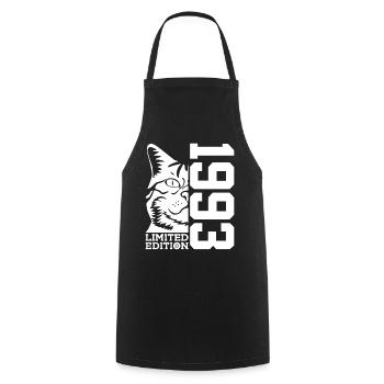 LIMITED EDITION 1993 CAT 33RD BIRTHDAY - Cooking Apron - black - Front - AI Model Male 185 dark (185cm)