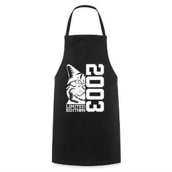 LIMITED EDITION 2003 CAT 23RD BIRTHDAY - Cooking Apron - black - Front - AI Model Male 185 dark (185cm)