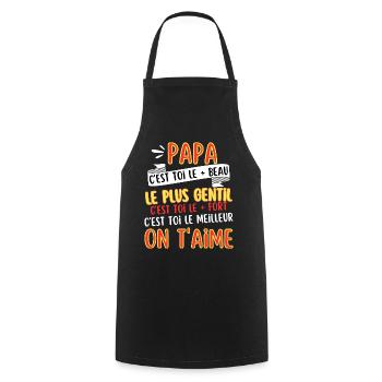 Cadeau pour Papa On t'aime - Tablier de cuisine - noir - Devant - AI Model Male 185 dark (185cm)