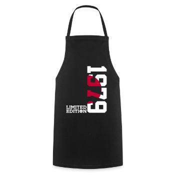 LIMITED EDITION 1979 JAPAN 47TH BIRTHDAY - Cooking Apron - black - Front - AI Model Male 185 dark (185cm)