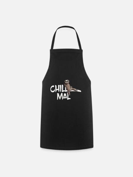 Faultier chill mal lässig abhängen Geschenk - Kochschürze - Schwarz