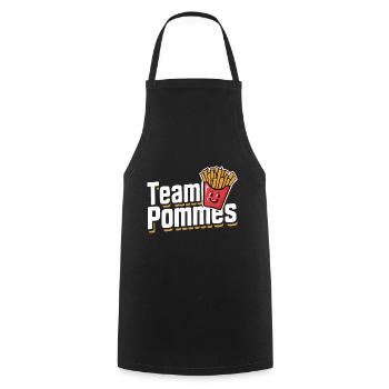 Frites, frites, restauration rapide - Tablier de cuisine - noir - Devant - AI Model Male 185 dark (185cm)