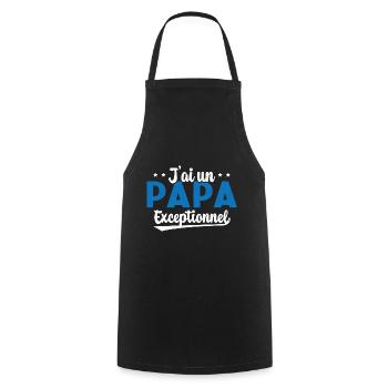 Fête des Pères - J'ai Un Papa Exceptionnel - Tablier de cuisine - noir - Devant - AI Model Male 185 dark (185cm)