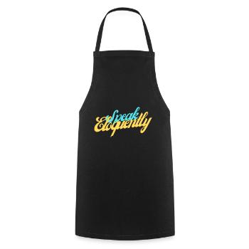 Speak Eloquently 01 - Cooking Apron - black - Front - AI Model Male 185 dark (185cm)