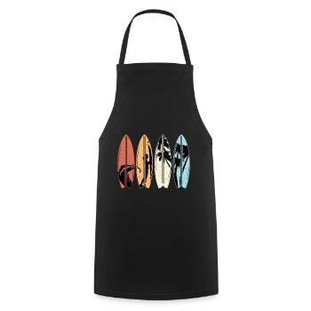 Surfer Gift Vintage Surfing Surfboard Beach - Cooking Apron - black - Front - AI Model Male 185 dark (185cm)