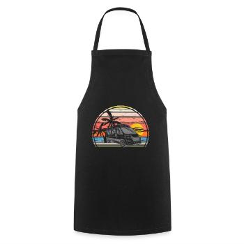 Camping Sonnenuntergang mit Campingbus Campervan - Kochschürze - Schwarz - Vorne - AI Model Male 185 dark (185cm)