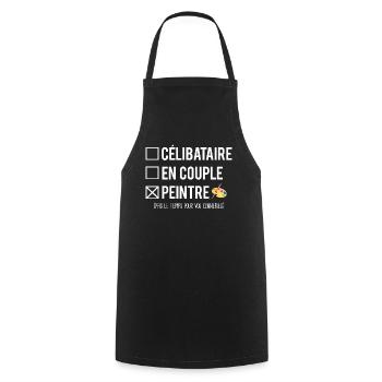 Célibataire En Couple Meilleur Peintre Humour - Tablier de cuisine - noir - Devant - AI Model Male 185 dark (185cm)