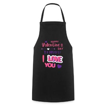 Happy Valentine's Day To Myself I Love You - Cooking Apron - black - Front - AI Model Male 185 dark (185cm)
