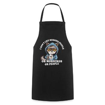 Morning grouch coffee drinker cat coffee - Cooking Apron - black - Front - AI Model Male 185 dark (185cm)
