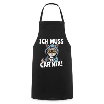 Ich Muss Gar Nix Katzen - Kochschürze - Schwarz - Vorne - AI Model Male 185 dark (185cm)