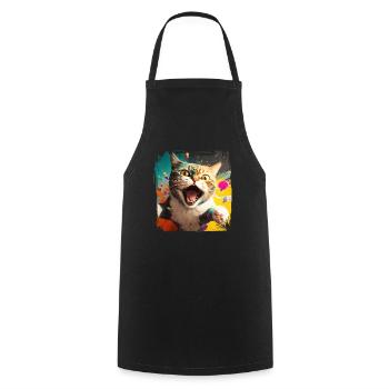 Amoureux des chats Cool Cat Design Cat Mama - Tablier de cuisine - noir - Devant - AI Model Male 185 dark (185cm)