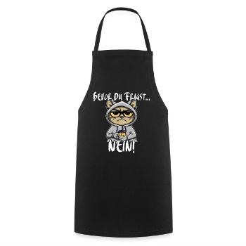 Bevor Du Fragst Nein Neinsager Katze - Kochschürze - Schwarz - Vorne - AI Model Male 185 dark (185cm)