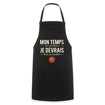 Mon Temps Est Précieux Sport Basket Humour - Tablier de cuisine - noir - Devant - AI Model Male 185 dark (185cm)