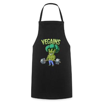 Vegains Vegan Bodybuilding Fitness Gym - Cooking Apron - black - Front - AI Model Male 185 dark (185cm)