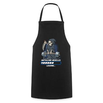 Grim Reaper Building Muscles Musculation Fitness - Tablier de cuisine - noir - Devant - AI Model Male 185 dark (185cm)