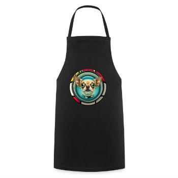 Dog Cartoon Chihuahua Design for Dog Lovers - Cooking Apron - black - Front - AI Model Male 185 dark (185cm)