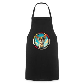 Dog Cartoon Chihuahua Design for Dog Lovers - Cooking Apron - black - Front - AI Model Male 185 dark (185cm)