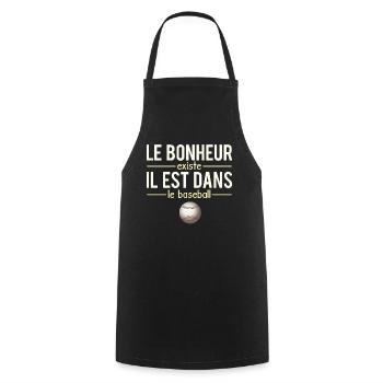 Le Bonheur Existe Blague Baseball Sport Humour - Tablier de cuisine - noir - Devant - AI Model Male 185 dark (185cm)