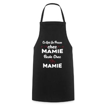 Ce qui se passe chez mamie reste chez mamie Cadeau - Tablier de cuisine - noir - Devant - AI Model Male 185 dark (185cm)