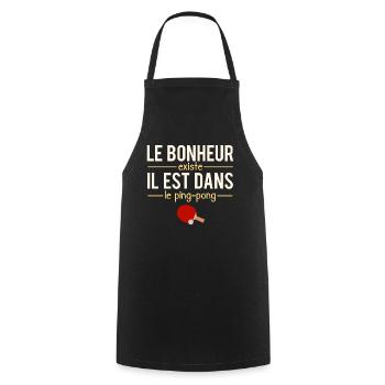 Le Bonheur Existe Blague Ping Pong Humour - Tablier de cuisine - noir - Devant - AI Model Male 185 dark (185cm)