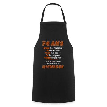 74 Years Birthday Funny Gift Idea - Cooking Apron - black - Front - AI Model Male 185 dark (185cm)