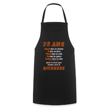 75 Ans Anniversaire Drôle Idée Cadeau - Tablier de cuisine - noir - Devant - AI Model Male 185 dark (185cm)