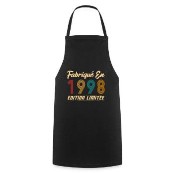 Fabriqué en 1998 Vintage cadeau d'anniversaire - Tablier de cuisine - noir - Devant - AI Model Male 185 dark (185cm)