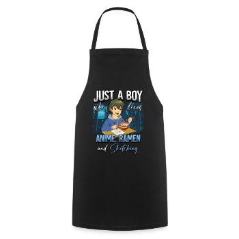 Anime Otaku Weeb - Cooking Apron - black - Front - AI Model Male 185 dark (185cm)