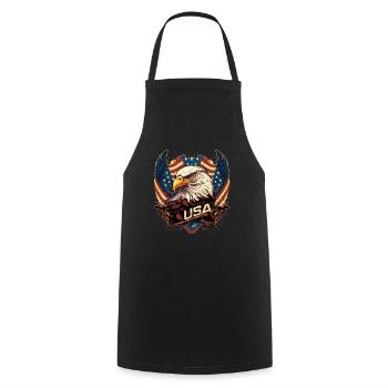American Patriotic USA Design - Cooking Apron - black - Front - AI Model Male 185 dark (185cm)
