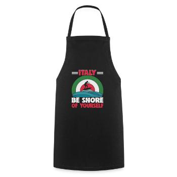 Italien Strandurlaub am Meer Design Strandmotiv - Kochschürze - Schwarz - Vorne - AI Model Male 185 dark (185cm)