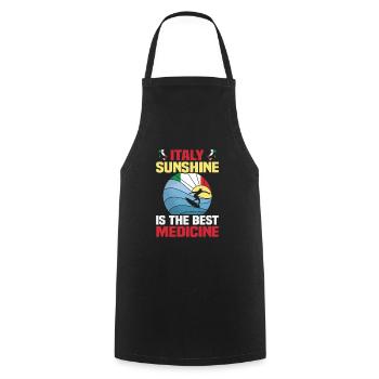Italien Strandurlaub am Meer Design Strandmotiv - Kochschürze - Schwarz - Vorne - AI Model Male 185 dark (185cm)