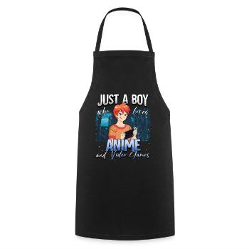 Anime Otaku Weeb - Cooking Apron - black - Front - AI Model Male 185 dark (185cm)