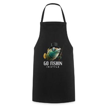Go Fishin in Style - Vintage Angeln - Kochschürze - Schwarz - Vorne - AI Model Male 185 dark (185cm)