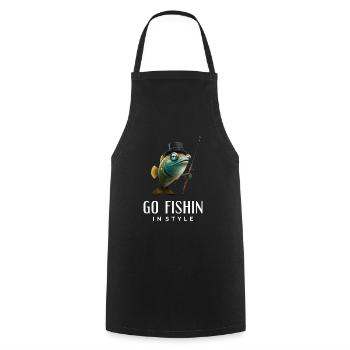 Go Fishin in Style - Funny Fisherman - Cooking Apron - black - Front - AI Model Male 185 dark (185cm)